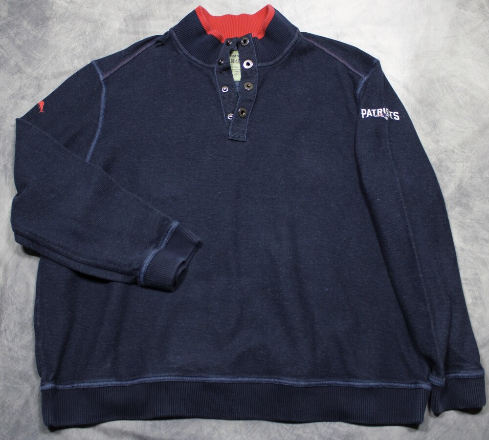 New England Patriots Sweater Mens 2XL Blue NFL Football Henley Tommy Bahama